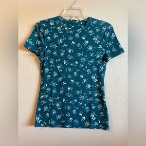 Lauren Ralph Lauren Green Floral Women's Top Cotton Shirt Small